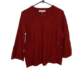 Loft Womens Red Knit Sweater Crewneck Acrylic Blend M